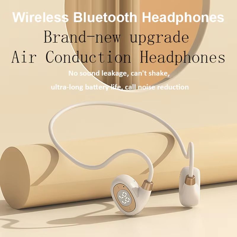 Bluetooth Headphones Wireless Headphones Air-Conduction LED Display Headsets HiFi Stereo Sports Earphones Earbuds with Mic