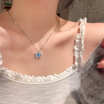 High-Grade Double-Layer Butterfly Necklace Accessories For Women, Light Luxury Niche Clavicle Necklace