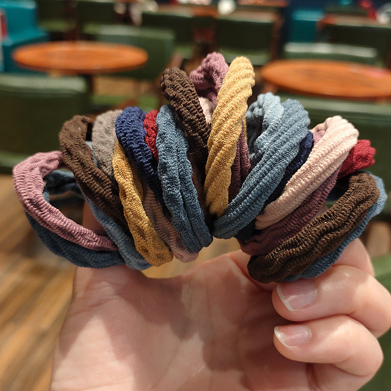 20 PCS/Set New Hair Accessories 20 Rubber Bands Women's High Elasticity Hair Tie simple Headband Wave Style Colorful Mix Headdress