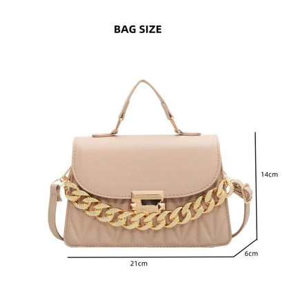 Mateamoda Chic Metallic Buckle Sling Bag with Elegant Chain Accent Crossbody Bag