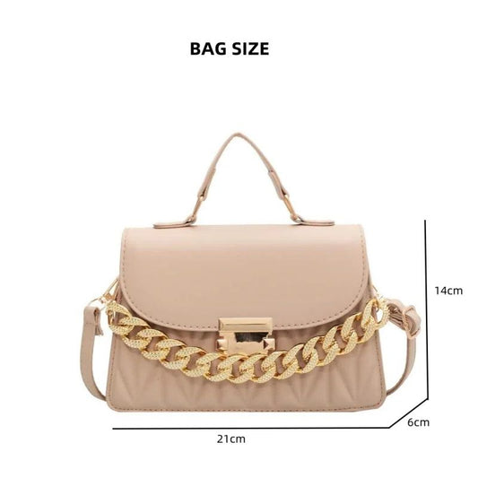Mateamoda Chic Metallic Buckle Sling Bag with Elegant Chain Accent Crossbody Bag