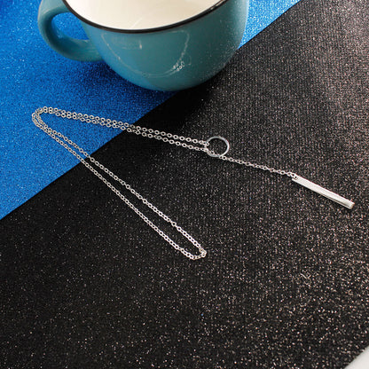 Popular fashion punk European and American simple temperament metal ring short necklace neck chain female collarbone chain