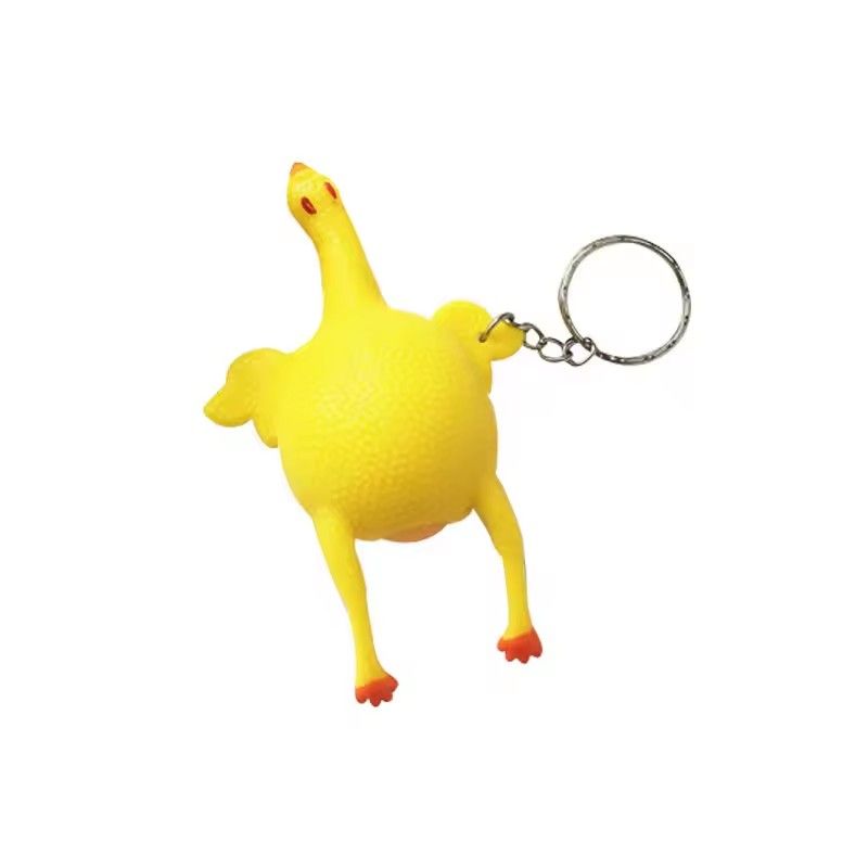1pc Funny Squeeze Chicken Laying Egg Keychain Anti-Stress Tricky Toys Gag Children's Gift