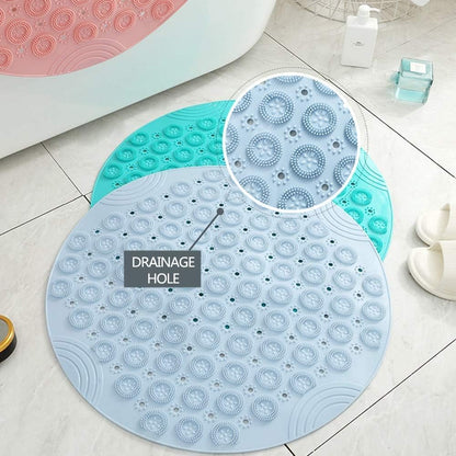 Shower Mat, Round Shower Stall Mat, PVC Bathtub Mat, Non Slip Bath Mat with Suction Cups and Drain Holes, Machine Washable for Bathroom Bathtub Swimming Pool
