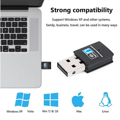 300Mbps 2.4Ghz Wireless Network Card Wifi Receiver USB Ethernet to Wifi Adapter Mini WIFI Signal Receiver Transmitter Signal Extender for Laptop