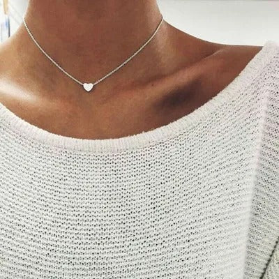 Women Necklace Tiny Heart Choker Chain Love Lady Necklace Pendant Girl Lover Gift Jewellery