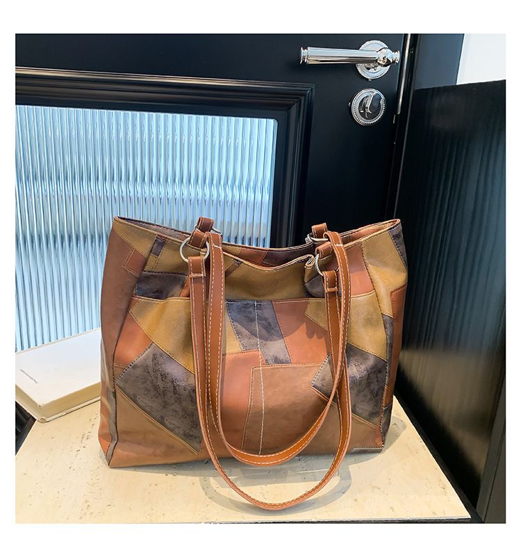 New Arrivals PU splicing Women's Bags Tote Bags handbags Trendy Shoulder Bag