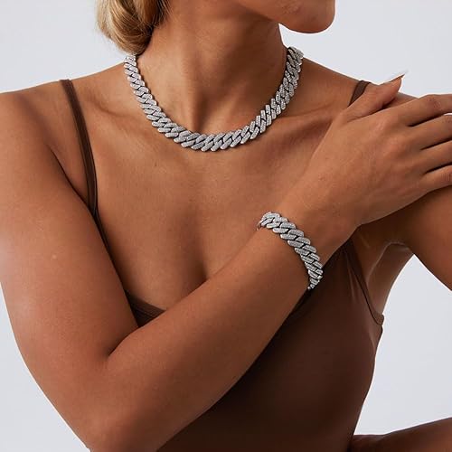 1pcs luxury chain jewelry 14mm miami cuban chain link necklace or bracelet rapper hip hop dangles men /women bling ice chains necklace men fashion jewelry accessories gift for friend