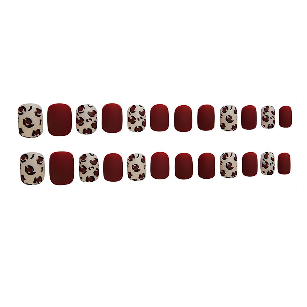 Fake nail Dark red Rose leopard frosted nail Patch Nail Patch Nail Patch Wearable nail removable nail patch product can be reused