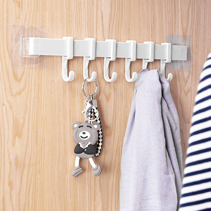 UPHUI 6 Hook Assembly Adhesive Hook Row Hook Towel Rack Kitchen Storage Rack Bathroom Wall Hanging Hook Multifunctional Key Hook