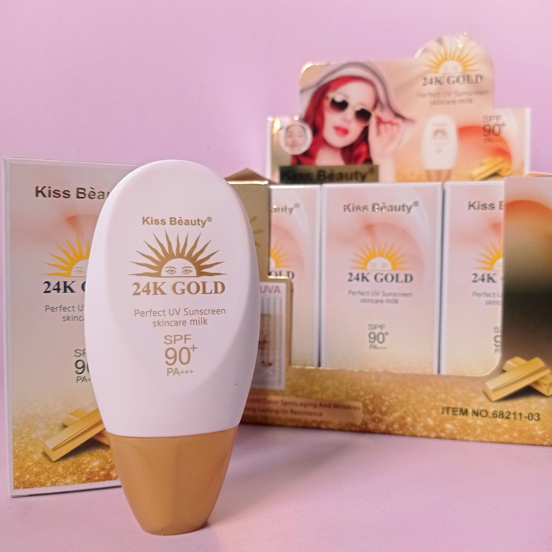 24k Gold perfect UV Sunscreen skincare milk SPF 90+ PA++ Sun Protection Cream - Kiss Beauty