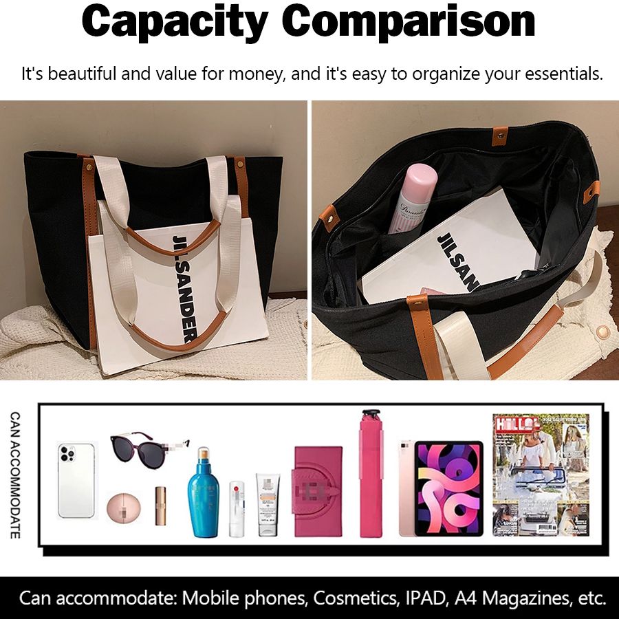 Ladies Large Capacity Tote Bag Women Handbag Simple Canvas Bag