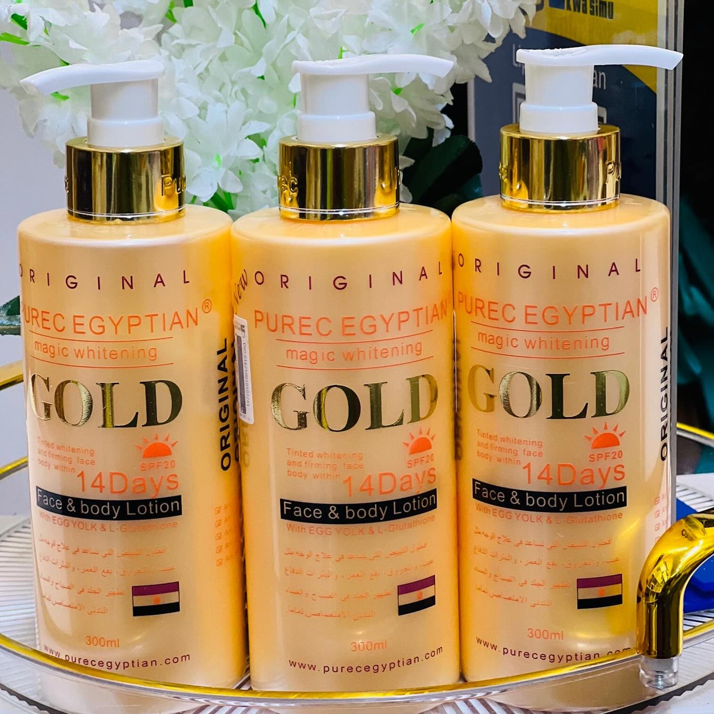 Purec Egyptian Magic Whitening Gold Face And Body Lotion 300ml Anti-Blemish and Anti-spot Body Lotion Anti-dark Spot and Anti-blemishes. Hydrates, Reduces Wrinkles, Absorbs Quickly