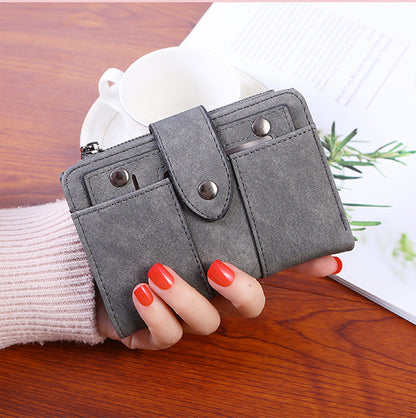 Women's stylish, frosted, flip-top, high-quality classic purse wallets is compact, delicate and practical