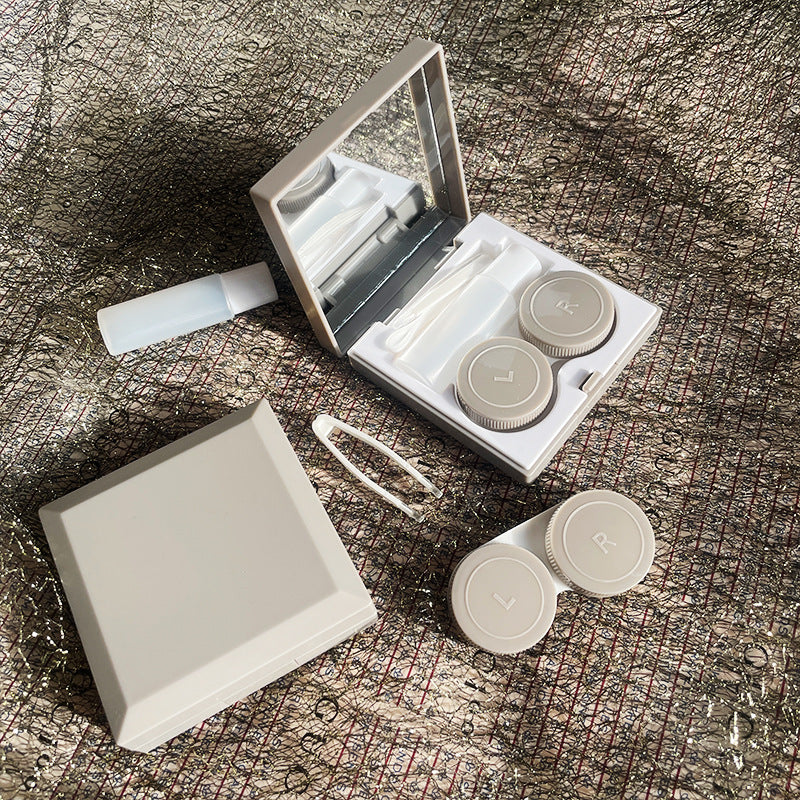 Contact Lenses Box With Mirror Travel Container Kit Cold Solid Color Mini Contact Lens Case Pocket Portable Easy Carry Make Up Beauty Pupil Storage