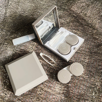 Contact Lenses Box With Mirror Travel Container Kit Cold Solid Color Mini Contact Lens Case Pocket Portable Easy Carry Make Up Beauty Pupil Storage