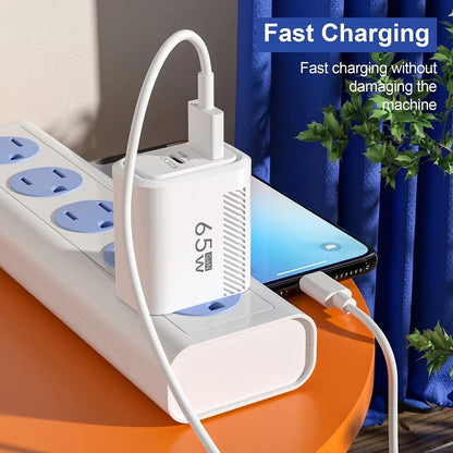 2 Ports USB A PD 120W Charger EU Fast Charging Phone Type-C Charger QC 3.0 Adapter Head for iPhone Samsung Xiaomi Redmi