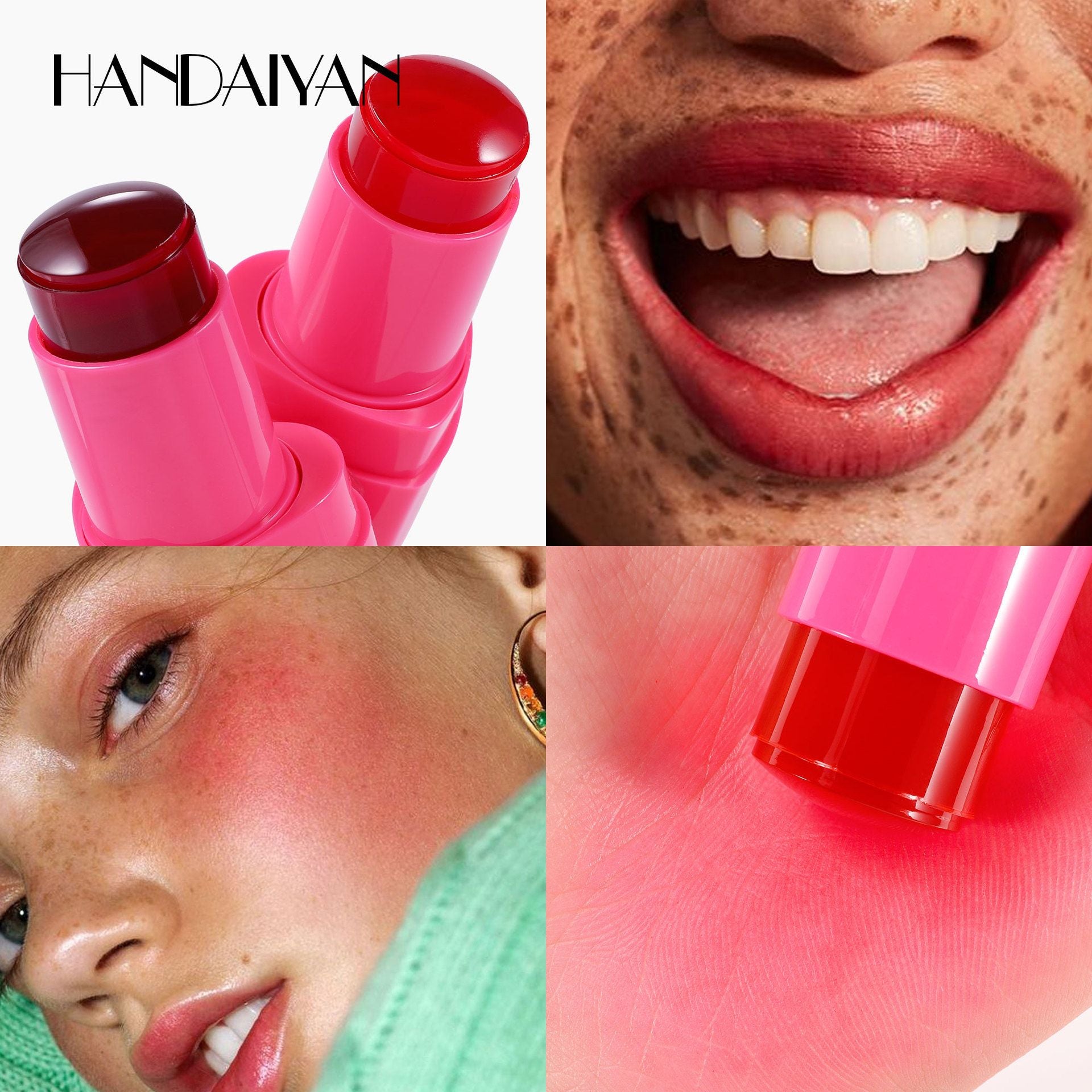 5-color spot neutral jelly powder blusher makeup rouge cream shimmer powder blusher stick dual-use brighten and beautify powder blusher