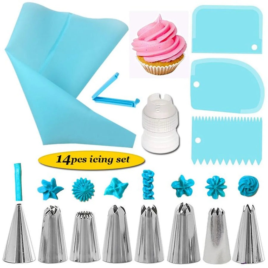 14Pcs Stainless Steel Flower Icing Piping Nozzles Cake Pastry Decorating Accessories Baking Tools