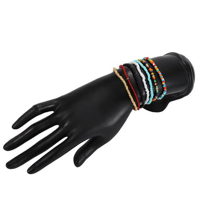 7 Pcs/Set Fashion Accessories Bracelets Bohemian Multicolor Beaded Chain Anklet Bracelet Set for Female Elastic Ankle Bracelet On The Leg Foot Beach Jewelry Bracelet Jewelry Sets