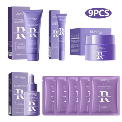 BIOAOUA 9PCS Skin Care Set Retinol Anti-Wrinkle Firming Set Face Cleanser + Face Serum + Face Cream + Eye Cream + 5PCS Face Masks