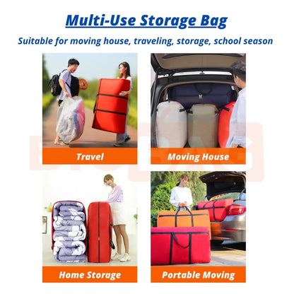 Extra Large Moving Bags with Zippers & Carrying Handles, Waterproof Heavy-Duty Storage Tote for Space Saving Moving Storage