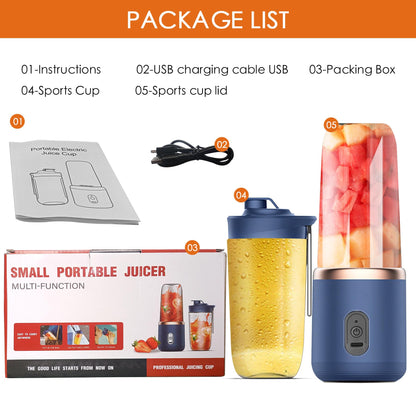 UPHUI Personal Blender for Shakes and Smoothies Portable Mixer Fruit Juicer USB Rechargeable with 6 Blades Handheld Blenders for Sports Travel and Outdoors Small Electric Mini Blender