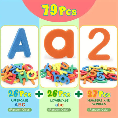 26-79pcs Magnetic Educational Stickers Magnetic Letters Numbers Alphabet ABC 123 Fridge Magnets Plastic Educational Preschool Learning Toy Set Uppercase Lowercase Math