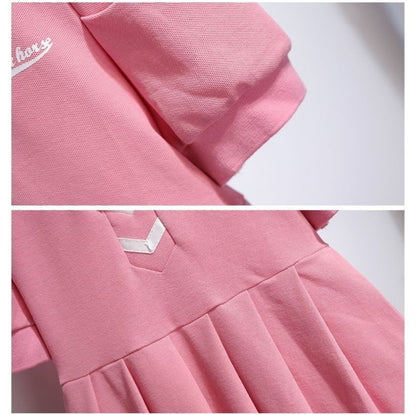 Girls' Summer Tweed Pleated Dress - Sweet Princess Style Casual Outfit