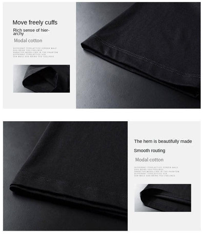 2PC Size M -2XL white+black men's short sleeve clothing boys casual round neck T-shirt youth tops students half sleeve slim clothes