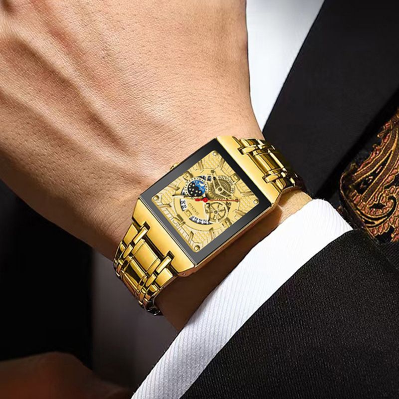 Luxury Business Stainless Steel Quartz Watch for Man Fashion Men's Calendar Square Sports Casual Wristwatch Female Girl Watches