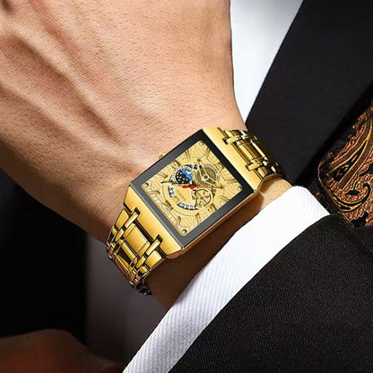 Luxury Business Stainless Steel Quartz Watch for Man Fashion Men's Calendar Square Sports Casual Wristwatch Female Girl Watches