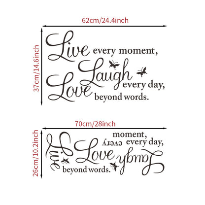 new live every moment laugh every day love beyond words wall stickers home decoration living bedroom diy decals mural arts