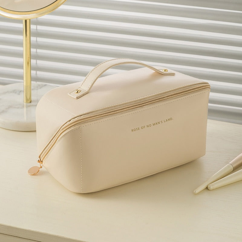 Large-Capacity Travel Cosmetic Bag Portable PU Makeup Bag/Box Pouch Women Waterproof Bathroom Washbag Multifunctional Toiletry Kit Storage Box