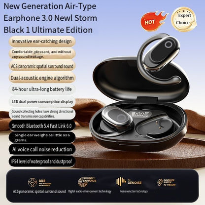 Wireless Bluetooth Earbuds Berlin Voice Ear Hanging OWS Adjustable Non In Ear Noise Reduction Earphones TWS Rotating 130 ° Unisex 360 ° Innovative Fit For All Smartphones
