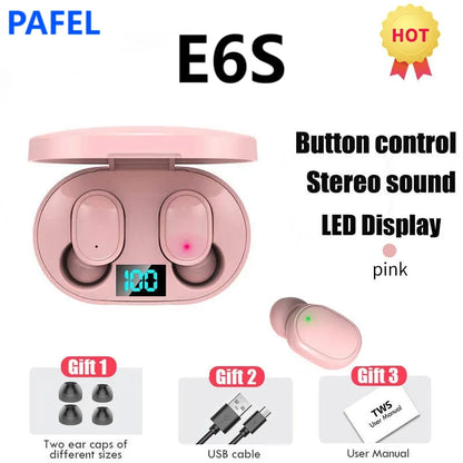 PAFEL E6S TWS Wireless earphone Bt 5.0 Noise Canceling earbuds HiFi Stereo Mini Low Latency earpods Waterproof Sports In-Ear Earphones