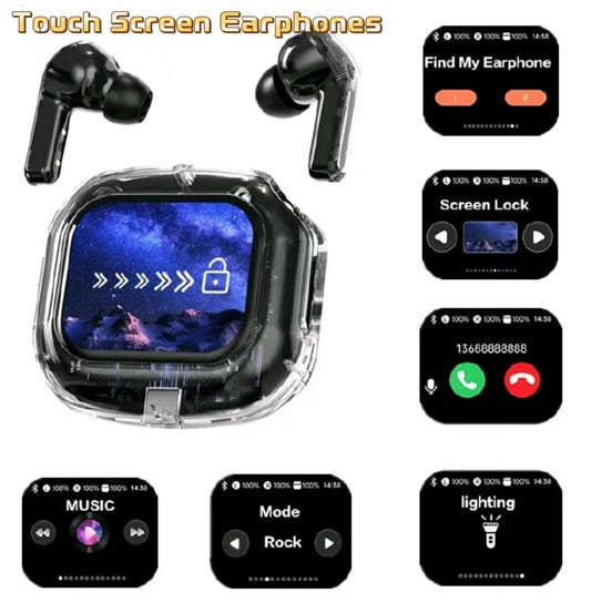 New Air Max Touch Screen Earphones Wireless Bluetooth Earphones Transparent Earpods Touch Screen ANC Noise Reduction Earbuds For Phones