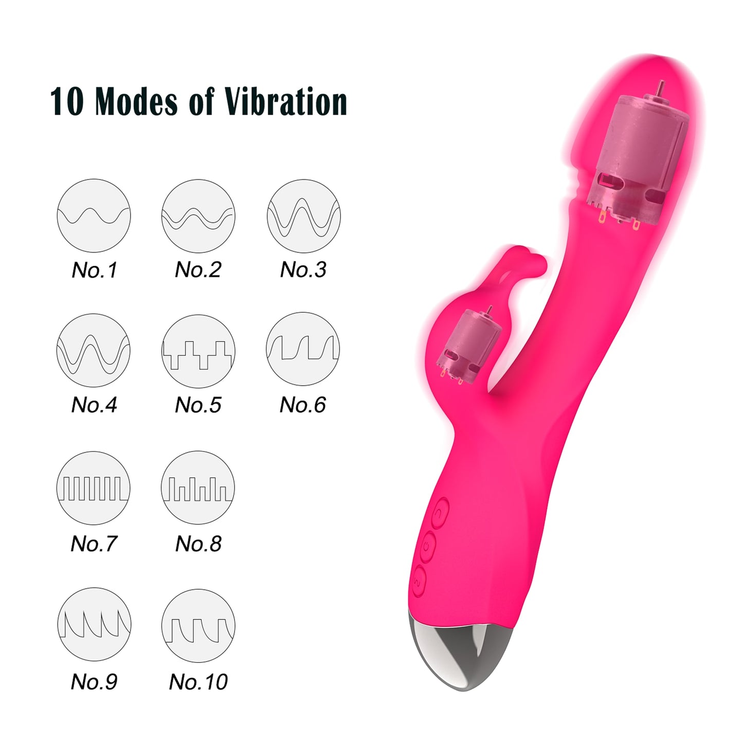 Realistic Dildo Rabbit Veined G Spot Vibrator Rechargeable Waterproof Powerful Vibrating Clit Stimulator Handhold Dual Motors Massager Adult Sex Toy for Ladies Women Couple