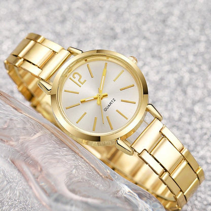 Ladies Fashion Simple Digital Alloy With Quartz Watch Bracelet 2pcs Set Luxury Women Simple Dial Ladies Watches