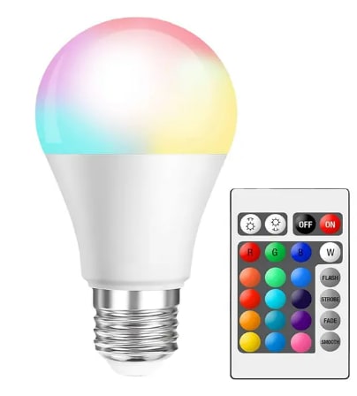 16 Colors RGB Bulb LED Multicolor Bulb E27 Base 220V Household Lighting Dimmable 24 Key Remote Control Atmosphere Neon Light