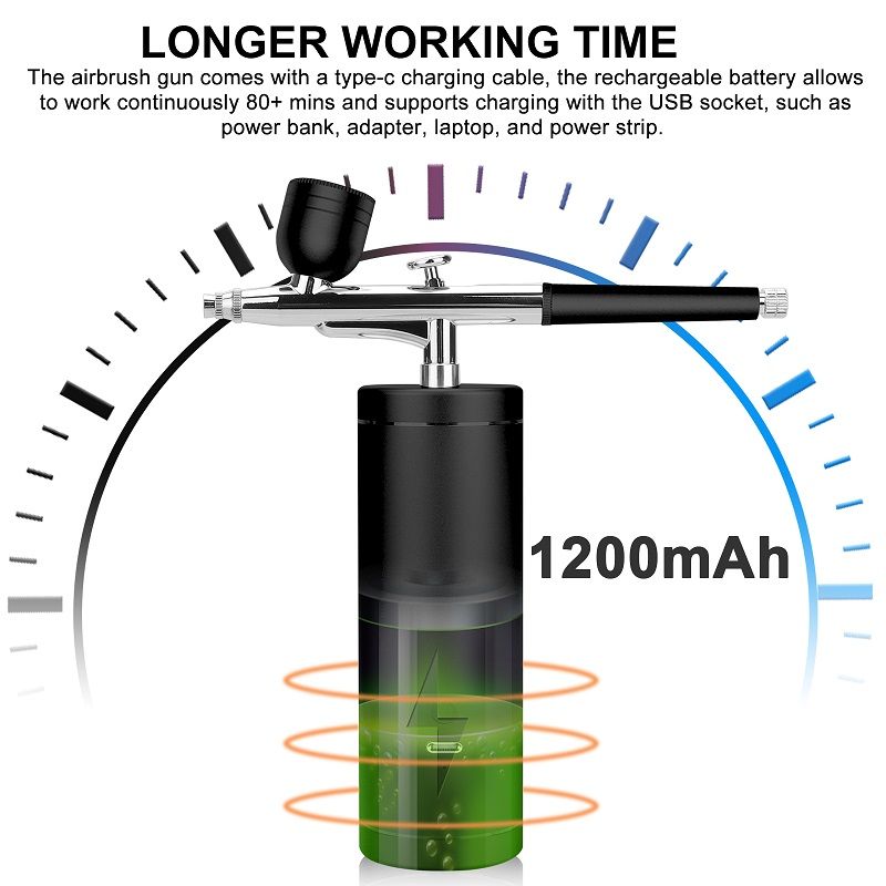 Airbrush Kit, Airbrush Spray Gun with Air Compressor Kit, Rechargeable Handheld Paint Airbrush Gun for Makeup, Cake Decor