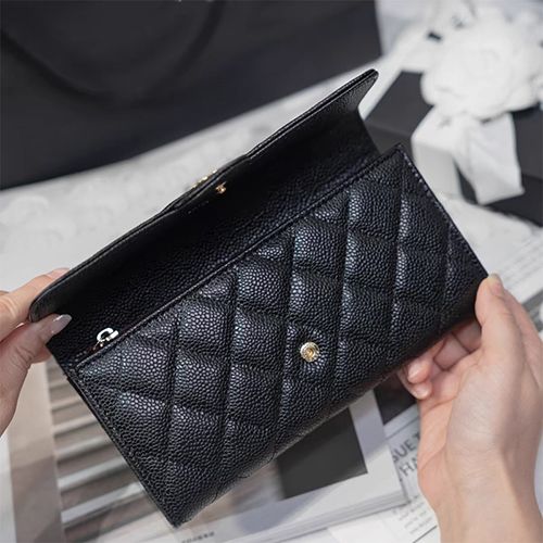 Black long wallet with large capacity and high-end feel, zippered inner pocket, flip cover card bag, two in one, high looks for girls