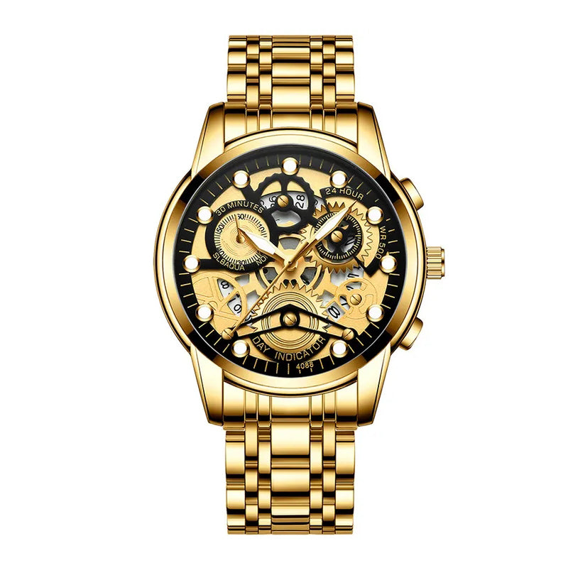 Men Watches Quartz Luxury Hollow Out Watch Top Brand Fashion Sport Business Calendar Wristwatch