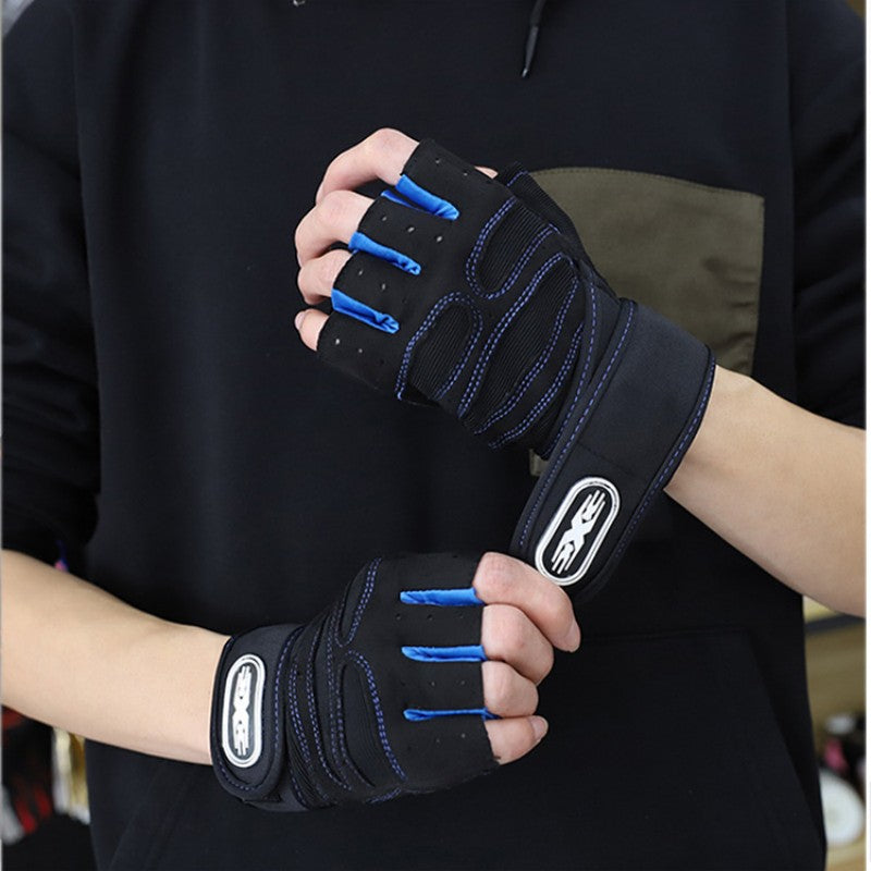 A Pair Long Wrist Half-finger Gloves Men's And Women's Motorcycle Gloves Fitness Barbell Equipment Weightlifting Outdoor Sports Cycling Gloves