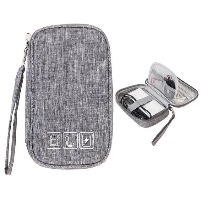 Data Cable Storage Bag Waterproof Travel Organizer Bag Portable Carry Case Double Layers Storage Bag for Cable Cord USB Charger