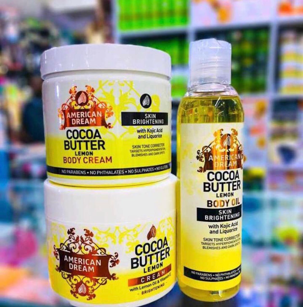 2 Packs American Dream Cream + Oil Cocoa Butter Lemon Cream With Lemon Oil & Vitamin E 500ml American Dream Cocoa Butter Lemon Cream With Lemon Oil & Vitamin E 500ml