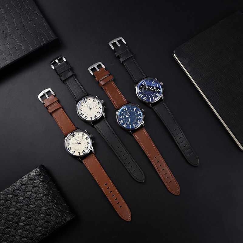 Men Watch Leather Straps Quartz Simplicity Man Digital Dial Wristwatch Waterproof Watches Male Watch Wrist Watch Valentines Gift Fashion