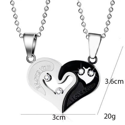 2Pcs/Set Couple Heart Shape I Love You Pendant Necklace Lovers Couples Jewelry Valentine's Gift，Fashion Couple Necklace Jewelry Unisex Lovers Couples Necklaces & Pendants