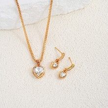 3 Pieces / Set Golden Zircon Earring Necklace Set High-End luxury Jewellery Set