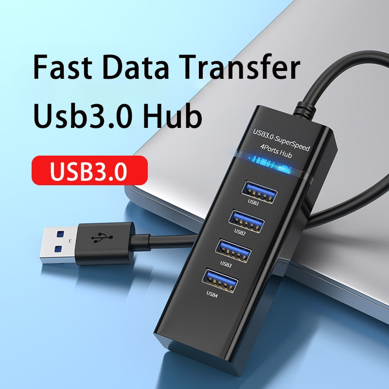 Usb3.0 Hub 4-Port Super-Speed USB Splitter For Hard Drives USB Flash Drive Mouse Keyboard Extend Adapter Laptops Multi Splitter USB Adapter Expander Cable For Desktop PC Laptop Adapter
